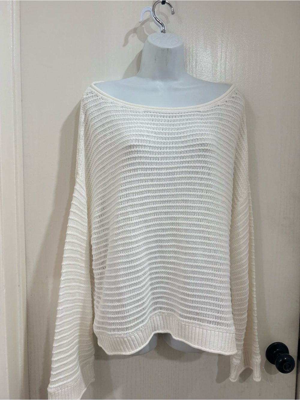 Lightweight Off-the-Shoulder Knit Sweater in Cream